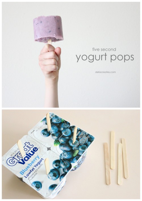 rainbowsandunicornscrafts:DIY Beyond Easy Yogurt Frozen Pops from Delia Creates here. 