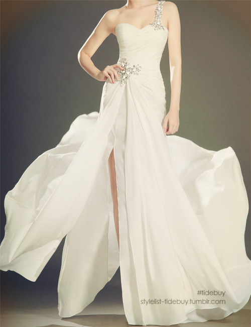 White floor length prom dress