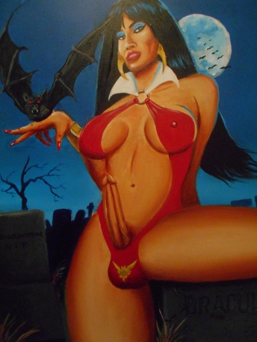 supereroticartist: T-Girl Vampirella ,Acrylic on board. Happy Halloween