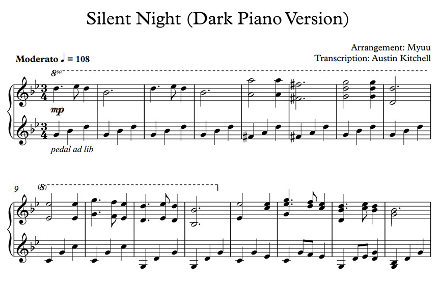 myuu — Silent Night (Dark Piano Version) » Sheet Music +...