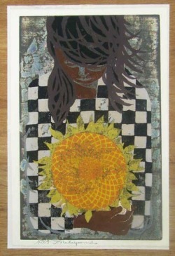 art-centric:  Girl with sunflower Tadashi