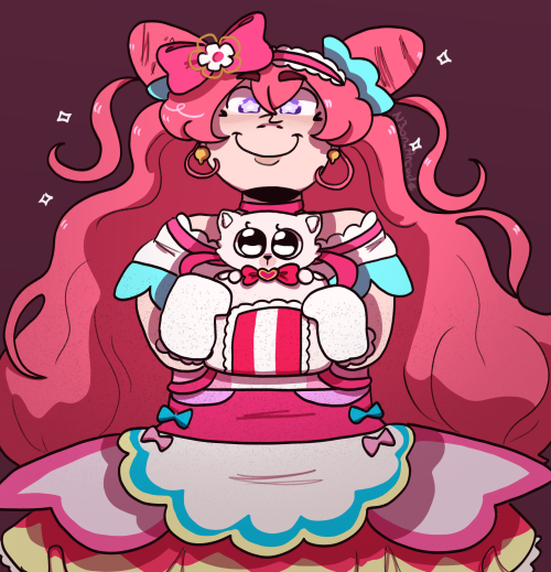 n3onarcade:KomeKome  [Image description: Cue Precious from Delicious Party Precure smiling widely wi