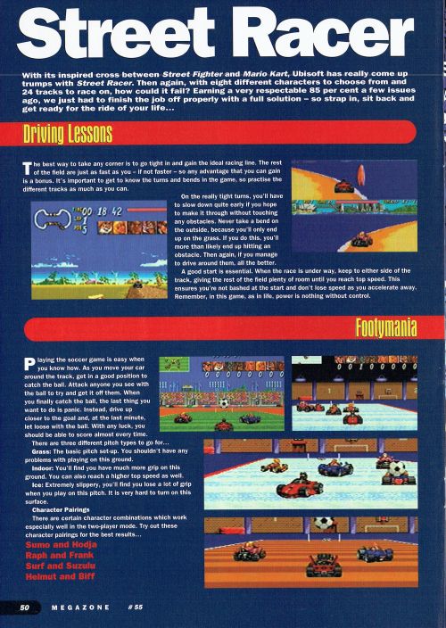  SEGA Megazone #55, Sep 95 - Help with ‘Street Racer’ on the Mega Drive.