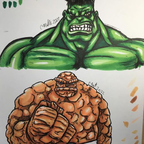 Hulk and the Thing sketches #sketches #sketchbook #chriscrazyhouse #art #drawing #micronpen #artezam