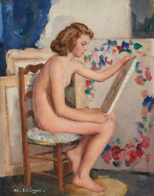 Maurice Elhinger (French, 1896 -1981) Femme nue dans le studio.
