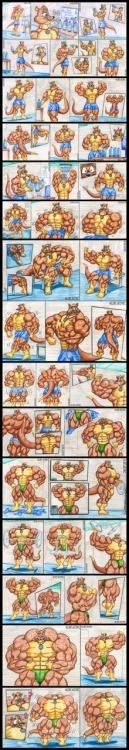 I’m not a furry personally but it doesn’t bother me at all when I can find art or comics like this displaying one of my main fetishes, muscle and muscle growth. That said it seems like there are a lot more stories or comics involving muscle