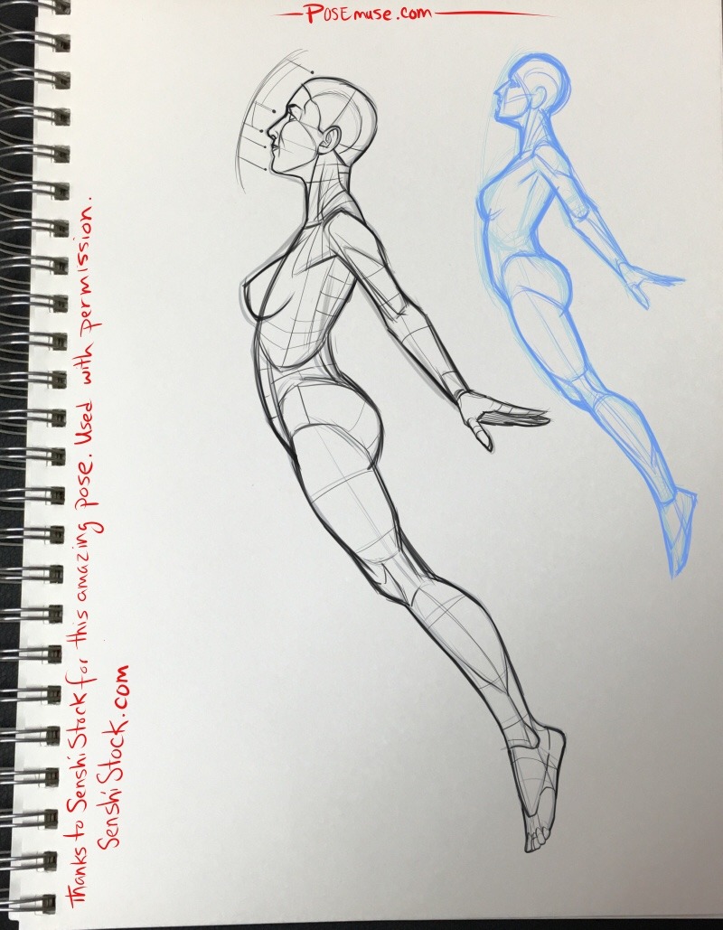 Pose Reference — Heroic Flying poses, requested by a Patron Poses...