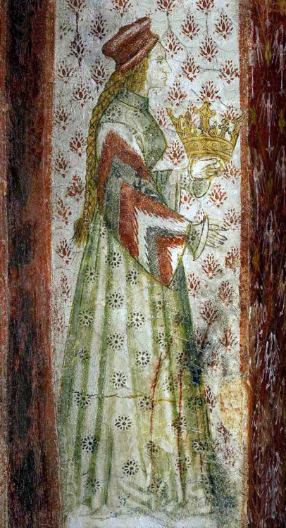 Margaret, Countess of Tyrol (1318-1369) fresco at Runkelstein Castle, c. 1390s