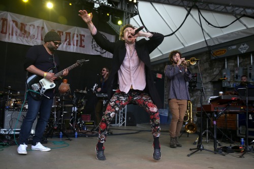 Alex Ebert of edwardsharpeandthemagneticzeros performs at the Rachael Ray Feedback Party at Stubb&rs