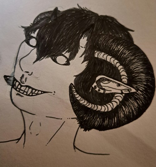 Drawing Smiles And Horns Practice. Might Give Him A Back Story.