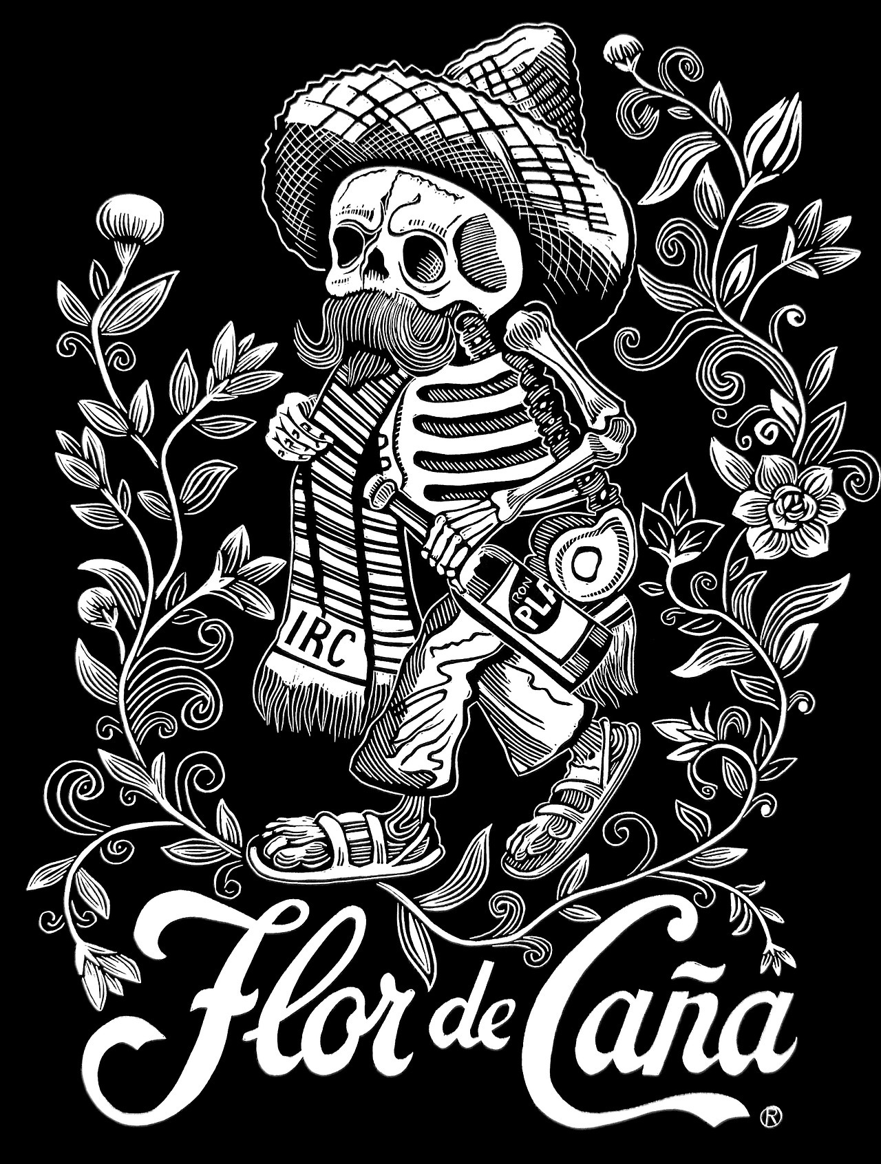 carlosbarberena:  “Calavera Cañera” (after Posada)Linocut on HW Rives paper.