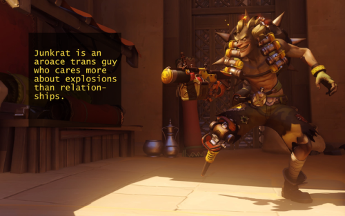 Submission #3: Junkrat Is An Aroace Trans Guy Who Cares More About Explosions Than Relationships. (submitted