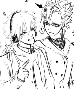 iroiroriro:  A little doodle~ xD Virus is pretty much confused— xD Trip is taking a picture~!