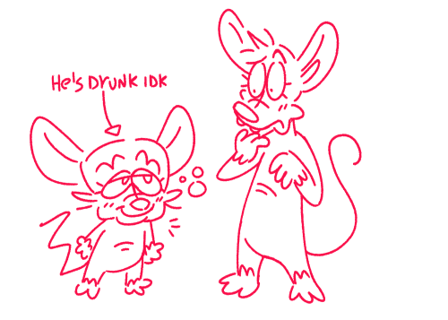 HII!!! What About Drawing Brain Being Uncharacteristically Affectionate To Pinky, And Pinky Being All