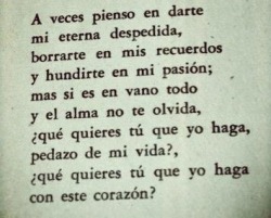 i-crumble-completely-when-u-cry:  I ¡Pues bien! yo necesito decirte que te adoro decirte que te quiero con todo el corazón; que es mucho lo que sufro, que es mucho lo que lloro, que ya no puedo tanto  al grito que te imploro, te imploro y te hablo en