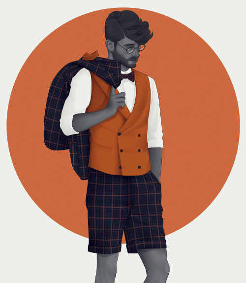 jackmrhughes: Navy and Orange - Impact S/S16 // Holland & Sherry  One of six illustrations for Savile Row based cloth maker Holland & Sherry, for their Impact S/S16 collection.  