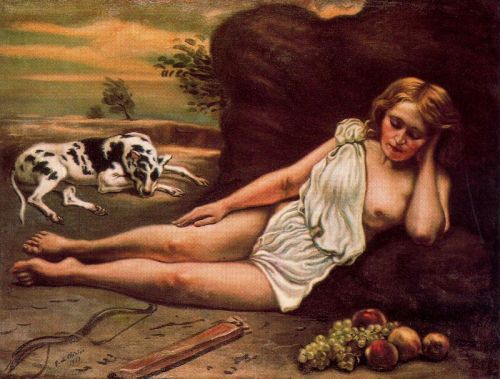 Diana sleep in the woods, 1933, Giorgio de ChiricoMedium: oil,canvas