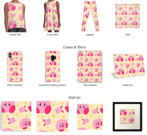 kazooples:Kirby Pattern on Redbubble! Get it before Nintendo takes it down lmao https://www.redbub