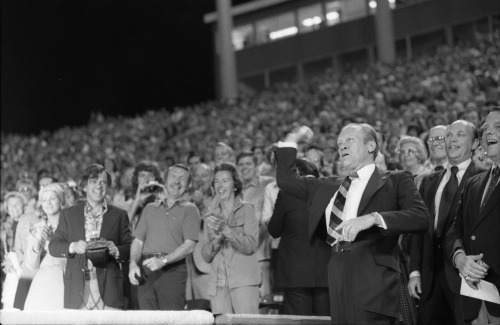 President Ford attended the season-opening game between the Texas Rangers and Minnesota Twins at Arl