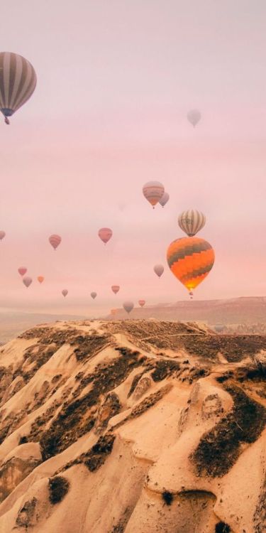 Hot air balloons, sky, mountains, festive, 1080x2160 wallpaper @wallpapersmug : bit.ly/2EBfd6