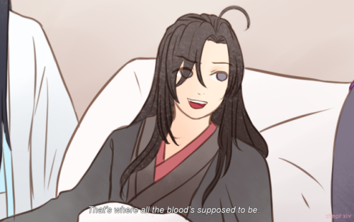 zhepf-xiv: I binged watched B99 last month and listed down scenes that’ll fit mdzs heh. This i