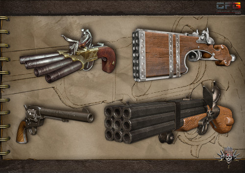 meckamecha: tyrannosaurus-rex:  bethany-anne-fisch:  tyrannosaurus-rex:   mindingmymonsters:  A sample of the great gun designs and selection from the Hard West video game. While some of these are insanely implausible, they are still a lot of fun and