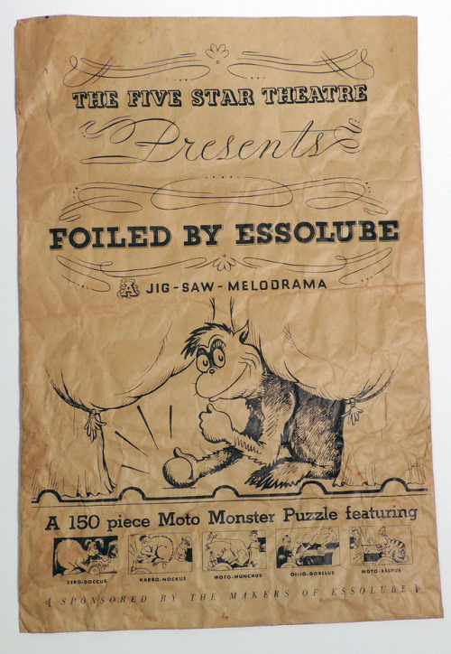 Esso-lube premium puzzle featuring some early Dr. Seuss art (circa 1930′s.)