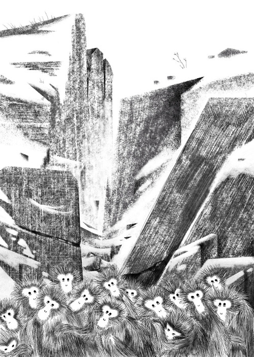 Here is the first illustration I did for my last year graduation movie : HORS DE L’EAU