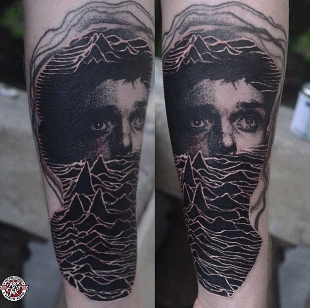 Joy Division inpired psychedelicabstract style tattoo