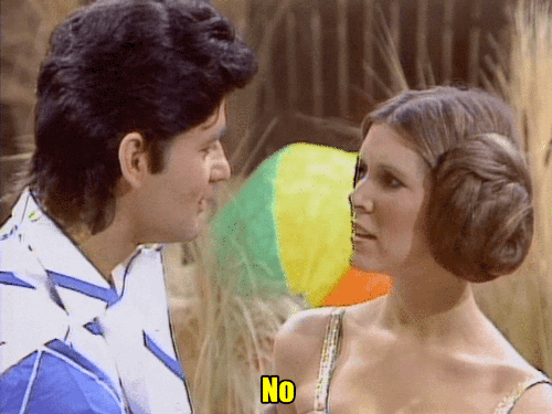 gameraboy:  Carrie Fisher learning to kiss. Saturday Night Live, November 18, 1978