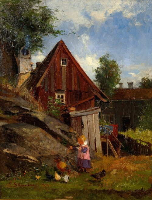 Girl feeds the Chickens (x)Carl Skånberg 