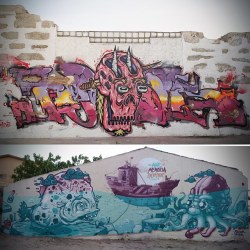 streetartglobal: Work by Fedor, Oker (pt) and Third - http://globalstreetart.com/fedor  #globalstreetart https://www.instagram.com/p/_lttfhAEEL/ 