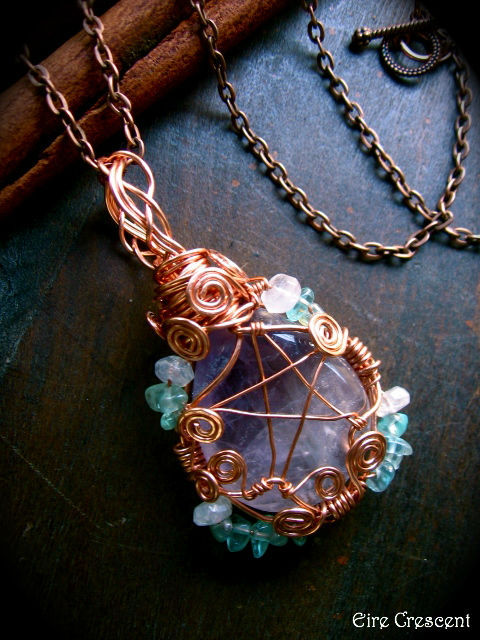 eirecrescent:  Reversible Fluorite Pentacle Necklace, *here*