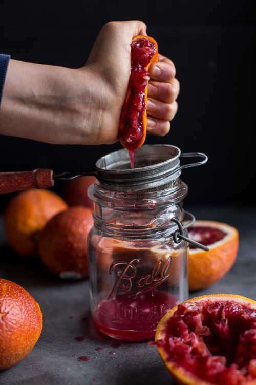 sweetoothgirl: Coconut Honey Crepes with Whipped Mascarpone + Blood Orange Compote.