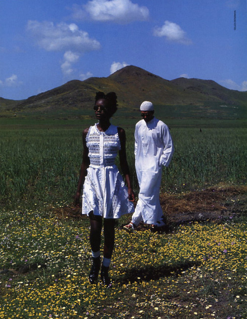 dynamicafrica:Ugandan model Kiara Kabukuru in an editorial for Elle (US) in June 1994 titled ‘Field Of Dreams’ and photographed by Gilles Bensimon in Marrakech, Morocco. This is one of my most favourite fashion editorials as rarely do we see these