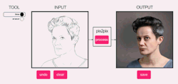 kaijutegu: animehead:  yourfursona:  yourfursona:  dat-soldier:  prostheticknowledge:  Fotogenerator Pix2Pix Online neural network Pix2Pix webtoy appears to visually translate your drawings into style of portrait images (I’m guessing here, as sources