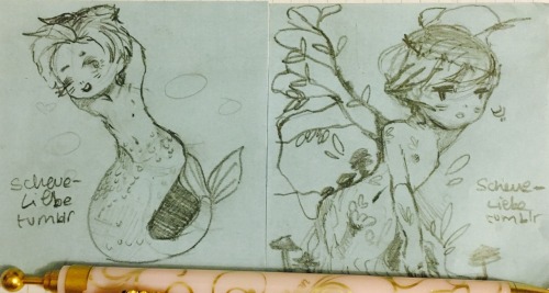 scheue-liebe: Had the urge to draw the nymph and dryads AU on notes to distract from study