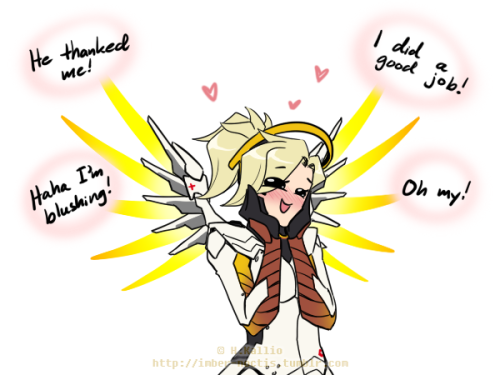 goldhardt:  This happened once in a game where I was practicing my Mercy.I revived my team’s Genji and got that bit of dialogue from him.Too lost in the moment and making sure he’s OK I got blown away by a Reaper. Fun times. 