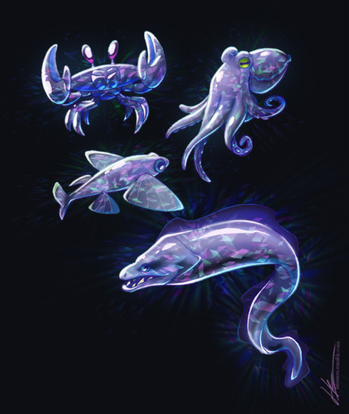 laisanen:Character design for a mobile game where you clean the ocean and study sea creatures.At fir