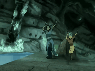 avatarsymbolism:Aang + synchronized bending with his masters (higher quality). 