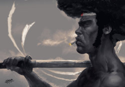superheroesincolor:  Afro Samurai by SantaFungGet the Afro Samurai series here[ Follow SuperheroesInColor on facebook / twitter / tumblr ]