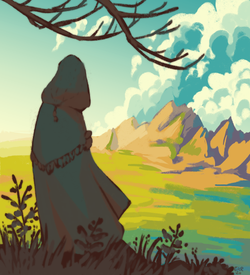 A doodled landscape! Maybe a couple hours? Just something for fun