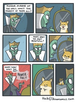 cowards-sorcery: heckifiknowcomics:  Mirror, mirror…  @blueflowerwine  