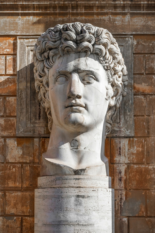 Head of acolossal Roman statue of Emperor Augustus  (1st century AD) The Courtyard of the “Pigna”, V