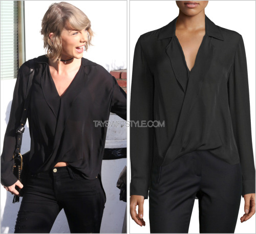 taylorswiftstyle:Out and about | Los Angeles, CA | April 5, 2016L’Agence ‘Rita Collared Silk Blouson