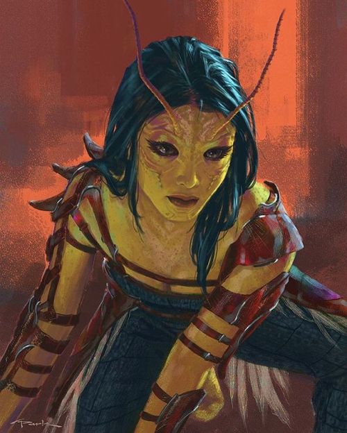 conceptartworld: Check out this very early concept art piece of Mantis for Guardians of the Galaxy V