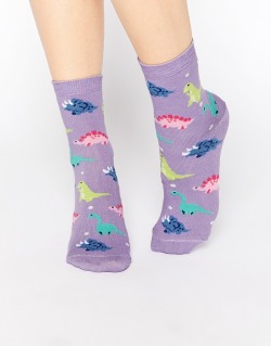 littlealienproducts:  Purple Dinosaur Socks