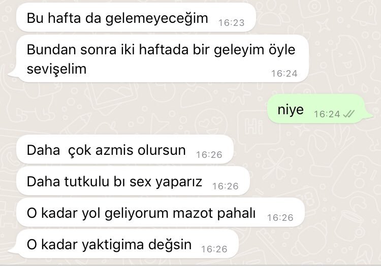 Bu hafta da gelemeyeceğim...