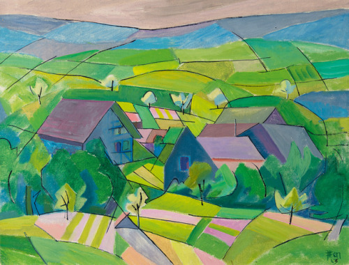 amare-habeo: Johannes Itten (Swiss, 1888 –1967) Farmhouses in spring, 1946 Oil on canvas, 50 x
