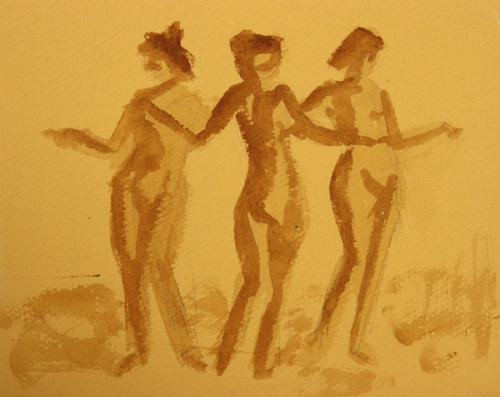 Laurent Marcel Salinas (Egyptian/French, 1913 - 2010)Three Nudes in Gold, 1951
